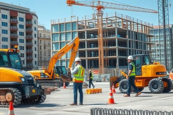 Statybvietėje naudojama moderni įranga darbų našumui didinti